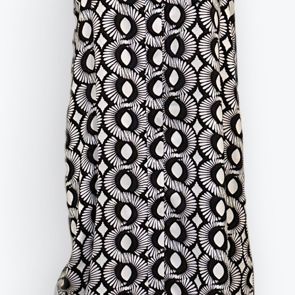 Kaari Blue Abstract Black & White Fan Tie Neck Everyday Essentials Dress NWT~ XS - Picture 12 of 12